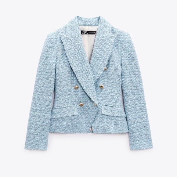 Zara Jackets & Blazers - Zara Women's Light Blue Textured Blazer